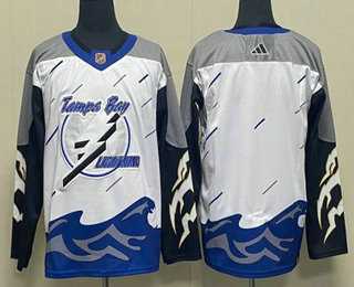 Mens Tampa Bay Lightning Blank White 2022 Reverse Retro Stitched Jersey->tampa bay lightning->NHL Jersey